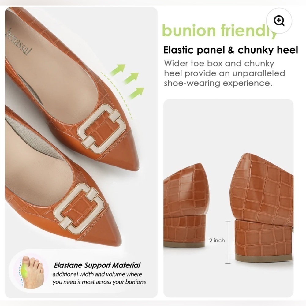 Benassal Bunion Orthopedic Brown Dress Block Heel Pumps Sophia Sensitive Feet